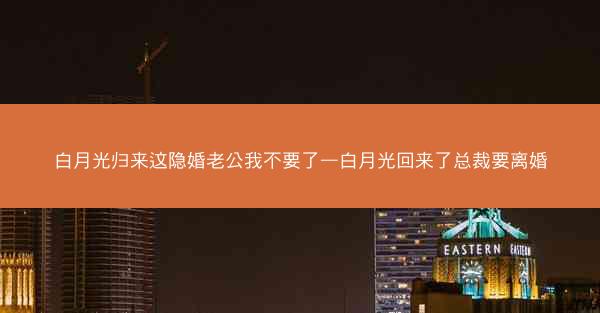 白月光归来这隐婚老公我不要了—白月光回来了总裁要离婚