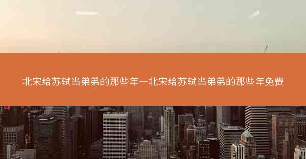 北宋给苏轼当弟弟的那些年—北宋给苏轼当弟弟的那些年免费