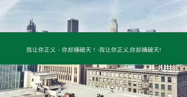 我让你正义，你却捅破天！-我让你正义,你却捅破天!