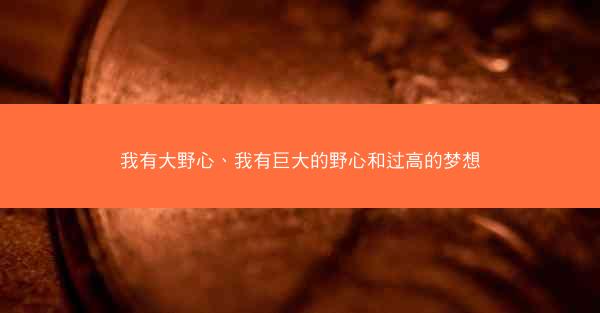我有大野心、我有巨大的野心和过高的梦想